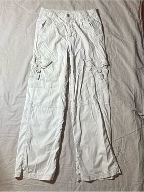 American Eagle White Cargo Pants with Utility Pockets